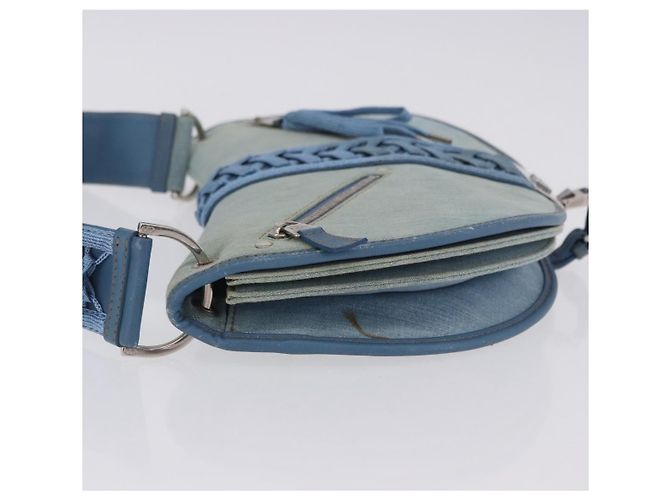 Borsa a Tracolla Christian Dior Admit It Denim Blu Chiaro Argento Auth 201218V - vista 4