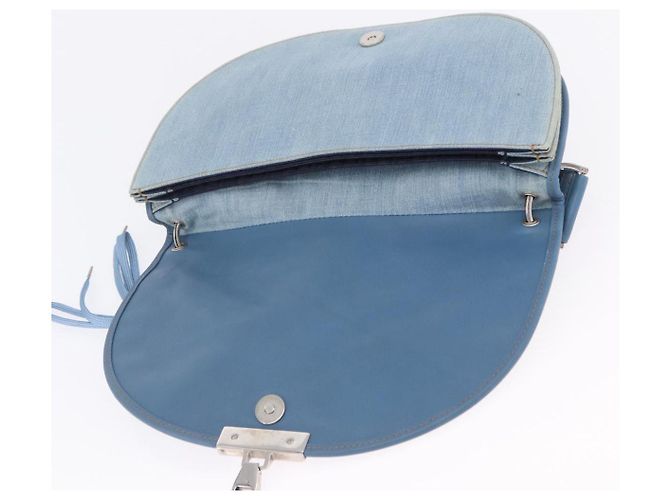 Borsa a Tracolla Christian Dior Admit It Denim Blu Chiaro Argento Auth 201218V - vista 9