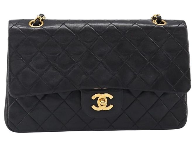 Borsa a tracolla CHANEL Chain Matelasse 25 in pelle d'agnello nera e oro CC Auth 200477SAM Nero D'oro - vista 13