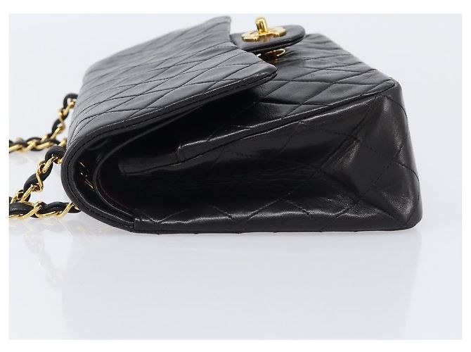 Borsa a tracolla CHANEL Chain Matelasse 25 in pelle d'agnello nera e oro CC Auth 200477SAM Nero D'oro - vista 4