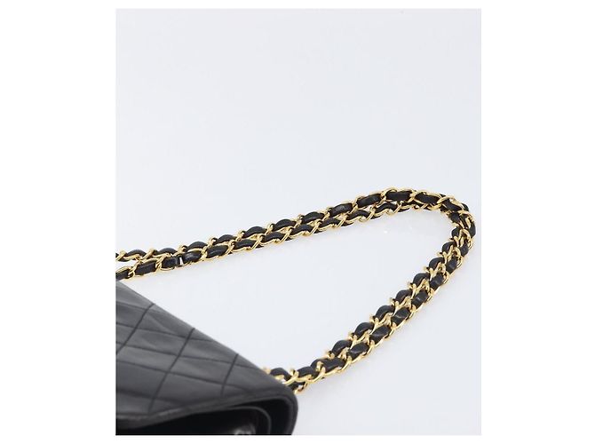 Borsa a tracolla CHANEL Chain Matelasse 25 in pelle d'agnello nera e oro CC Auth 200477SAM Nero D'oro - vista 8