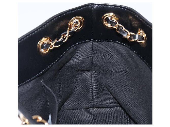 Borsa a tracolla con catena VERSACE in pelle nera e oro Auth 200692V Nero D'oro - vista 19