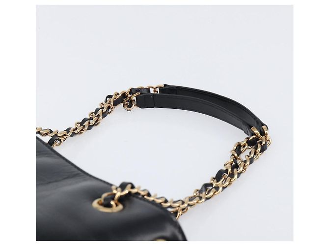 Borsa a tracolla con catena VERSACE in pelle nera e oro Auth 200692V Nero D'oro - vista 8