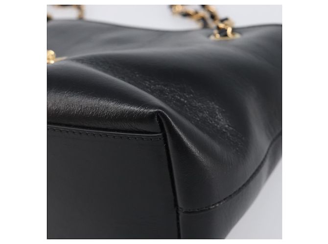 Borsa a tracolla con catena VERSACE in pelle nera e oro Auth 200692V Nero D'oro - vista 9