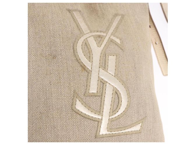 Autre Marque Borsa a tracolla SAINT LAURENT Canvas Beige Gold Tone Auth ka6165 - vista 12