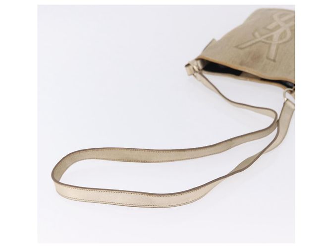 Autre Marque Borsa a tracolla SAINT LAURENT Canvas Beige Gold Tone Auth ka6165 - vista 3