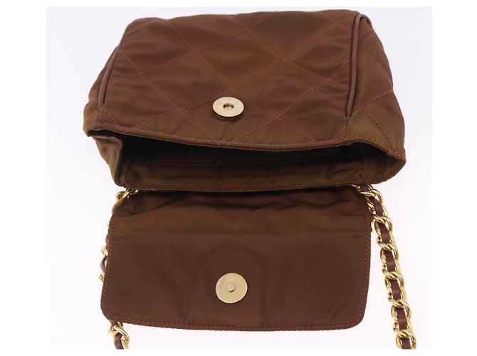 PRADA Schultertasche mit Kette Nylon Brown Gold Tone Auth 203074 Braun - Ansicht 10