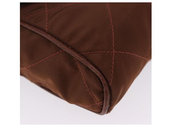 PRADA Schultertasche mit Kette Nylon Brown Gold Tone Auth 203074 Braun - Ansicht 14