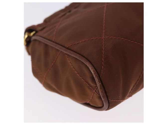 PRADA Schultertasche mit Kette Nylon Brown Gold Tone Auth 203074 Braun - Ansicht 16