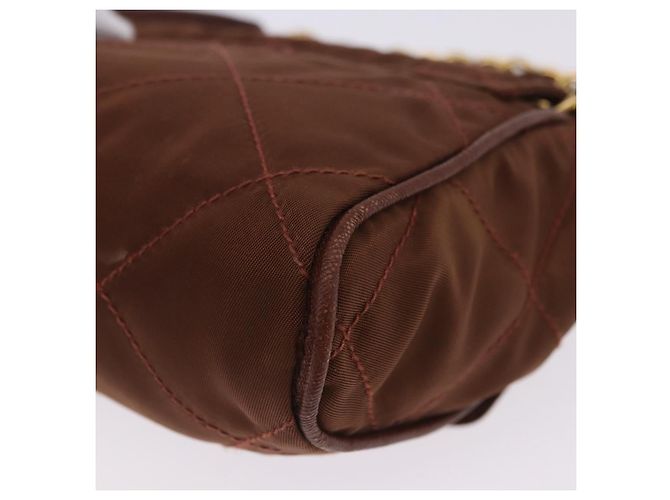 PRADA Schultertasche mit Kette Nylon Brown Gold Tone Auth 203074 Braun - Ansicht 17