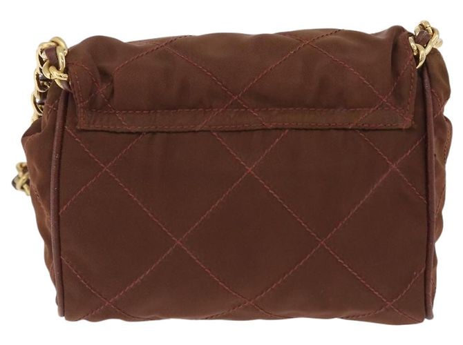 PRADA Schultertasche mit Kette Nylon Brown Gold Tone Auth 203074 Braun - Ansicht 2