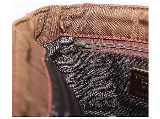 PRADA Schultertasche mit Kette Nylon Brown Gold Tone Auth 203074 Braun - Ansicht 24