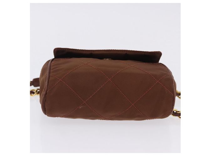 PRADA Schultertasche mit Kette Nylon Brown Gold Tone Auth 203074 Braun - Ansicht 5