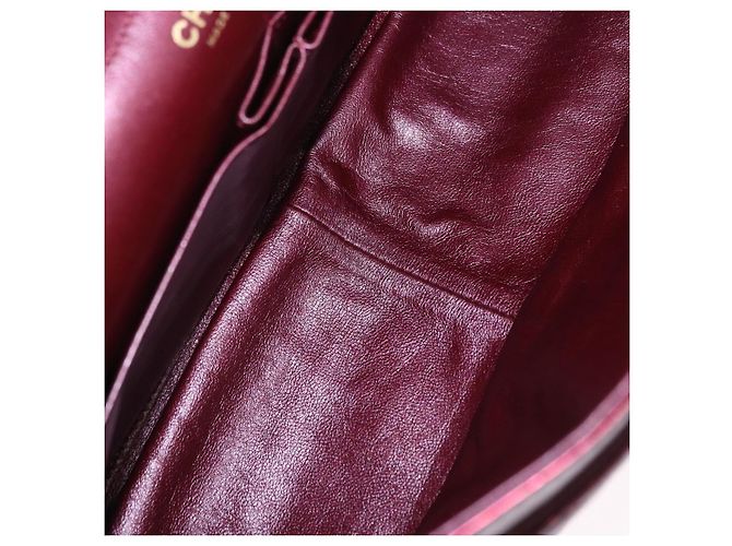 Borsa a tracolla con catena CHANEL 2.55 Matelasse in pelle d'agnello rossa e oro CC Auth ka6142SAV Rosso - vista 11