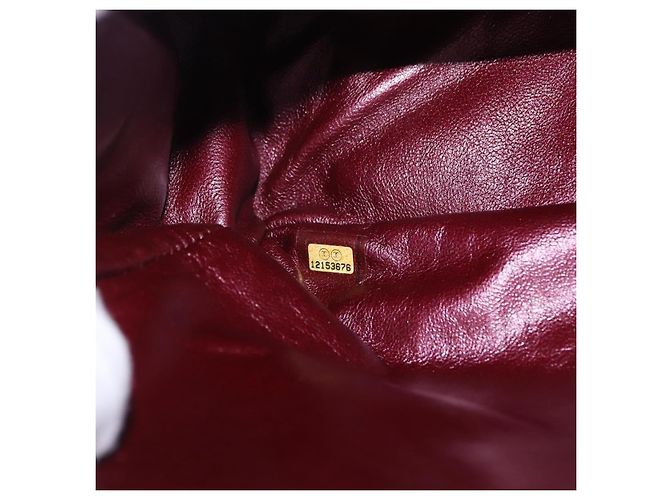 Borsa a tracolla con catena CHANEL 2.55 Matelasse in pelle d'agnello rossa e oro CC Auth ka6142SAV Rosso - vista 12