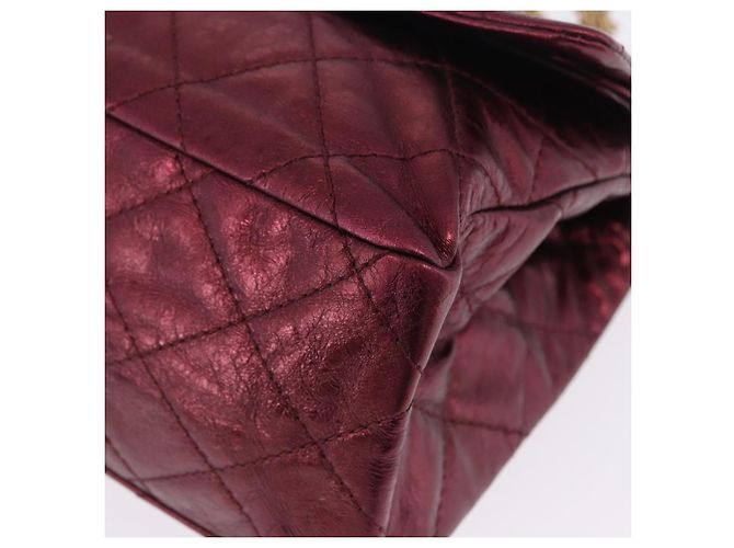 Borsa a tracolla con catena CHANEL 2.55 Matelasse in pelle d'agnello rossa e oro CC Auth ka6142SAV Rosso - vista 15