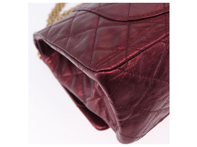 Borsa a tracolla con catena CHANEL 2.55 Matelasse in pelle d'agnello rossa e oro CC Auth ka6142SAV Rosso - vista 16