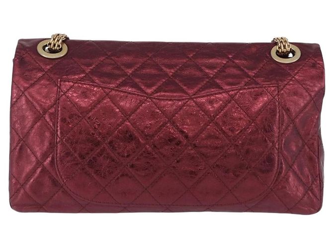Borsa a tracolla con catena CHANEL 2.55 Matelasse in pelle d'agnello rossa e oro CC Auth ka6142SAV Rosso - vista 2
