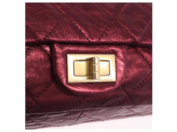 Borsa a tracolla con catena CHANEL 2.55 Matelasse in pelle d'agnello rossa e oro CC Auth ka6142SAV Rosso - vista 20