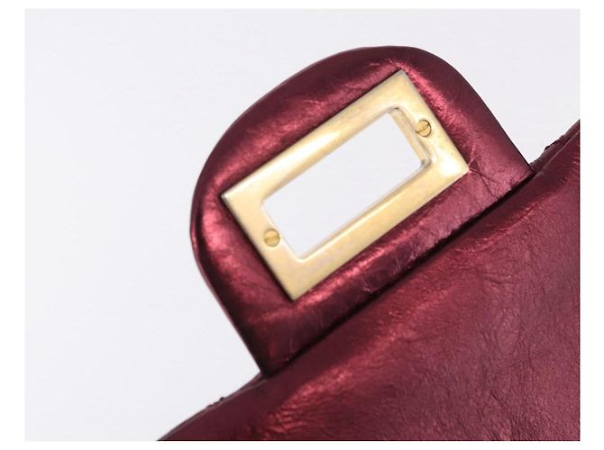 Borsa a tracolla con catena CHANEL 2.55 Matelasse in pelle d'agnello rossa e oro CC Auth ka6142SAV Rosso - vista 23