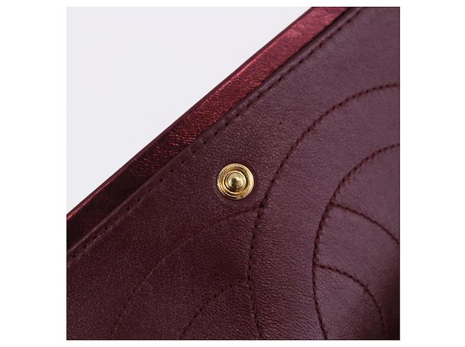 Borsa a tracolla con catena CHANEL 2.55 Matelasse in pelle d'agnello rossa e oro CC Auth ka6142SAV Rosso - vista 26