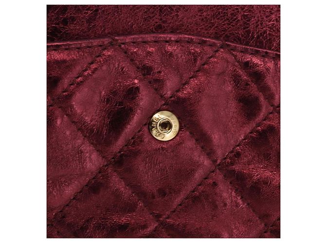 Borsa a tracolla con catena CHANEL 2.55 Matelasse in pelle d'agnello rossa e oro CC Auth ka6142SAV Rosso - vista 27