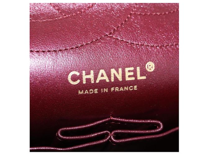 Borsa a tracolla con catena CHANEL 2.55 Matelasse in pelle d'agnello rossa e oro CC Auth ka6142SAV Rosso - vista 28