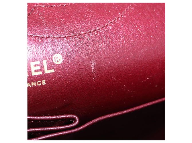 Borsa a tracolla con catena CHANEL 2.55 Matelasse in pelle d'agnello rossa e oro CC Auth ka6142SAV Rosso - vista 29