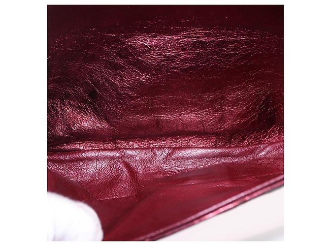Borsa a tracolla con catena CHANEL 2.55 Matelasse in pelle d'agnello rossa e oro CC Auth ka6142SAV Rosso - vista 33