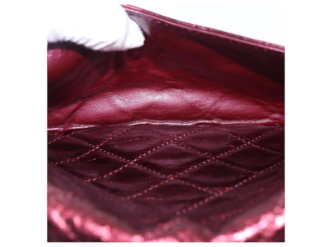 Borsa a tracolla con catena CHANEL 2.55 Matelasse in pelle d'agnello rossa e oro CC Auth ka6142SAV Rosso - vista 34