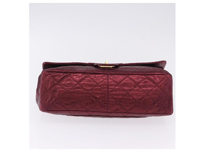 Borsa a tracolla con catena CHANEL 2.55 Matelasse in pelle d'agnello rossa e oro CC Auth ka6142SAV Rosso - vista 5