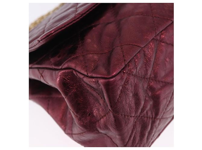 Borsa a tracolla con catena CHANEL 2.55 Matelasse in pelle d'agnello rossa e oro CC Auth ka6142SAV Rosso - vista 9