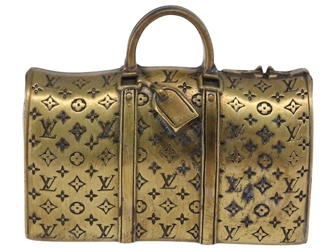 LOUIS VUITTON Monogram Keepall Motif Paper Weight metal Gold LV Auth 197289M Doré - vue 13