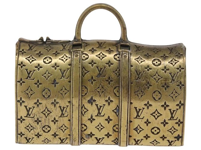 LOUIS VUITTON Monogram Keepall Motif Paper Weight metal Gold LV Auth 197289M Doré - vue 2