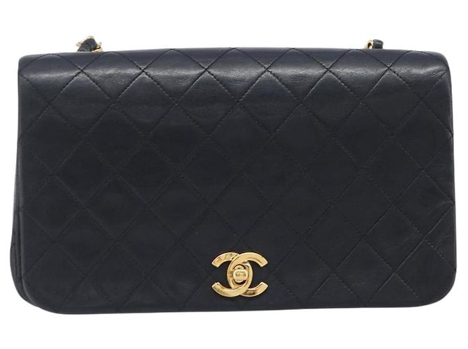 Borsa a tracolla CHANEL Chain Matelasse in pelle d'agnello nera e oro CC Auth 200435V Nero D'oro - vista 13