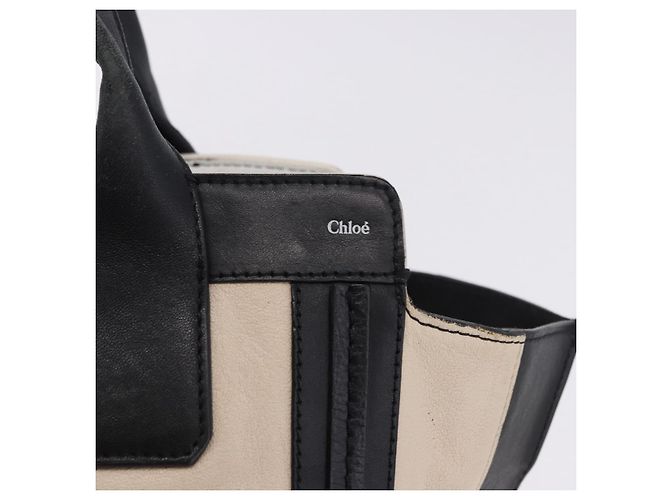 Chloé Chloe Alison Tote Bag aus Leder Ivory Black Auth 203353 Schwarz Roh - Ansicht 22