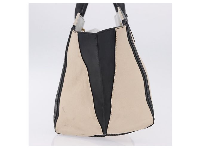 Chloé Chloe Alison Tote Bag aus Leder Ivory Black Auth 203353 Schwarz Roh - Ansicht 6