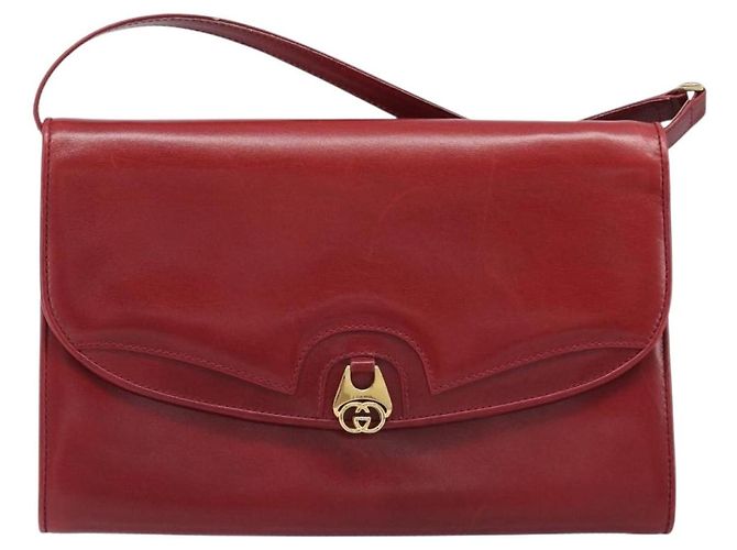 Borsa a tracolla GUCCI Interlocking G in pelle rossa e oro 121546 Auth 202982 Rosso D'oro - vista 13