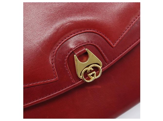 Borsa a tracolla GUCCI Interlocking G in pelle rossa e oro 121546 Auth 202982 Rosso D'oro - vista 18