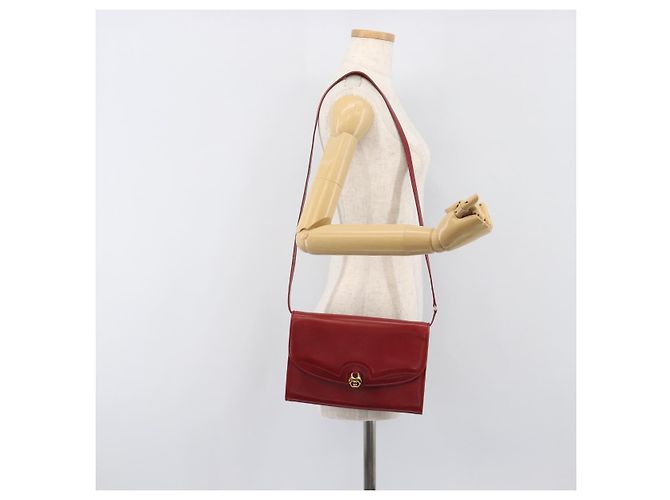 Borsa a tracolla GUCCI Interlocking G in pelle rossa e oro 121546 Auth 202982 Rosso D'oro - vista 23