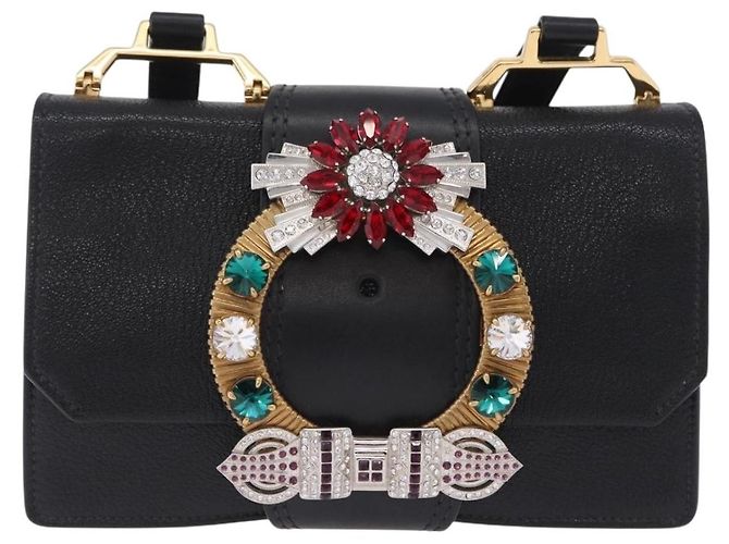 Borsa a tracolla Miu Miu in pelle nera e oro Auth ka6173M Nero - vista 13