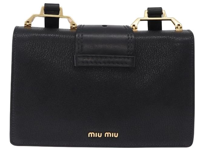 Borsa a tracolla Miu Miu in pelle nera e oro Auth ka6173M Nero - vista 2