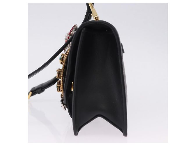 Borsa a tracolla Miu Miu in pelle nera e oro Auth ka6173M Nero - vista 4