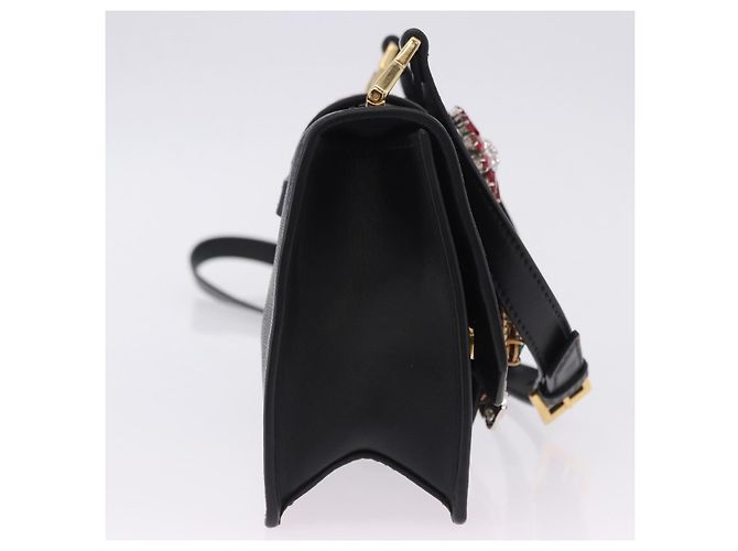 Borsa a tracolla Miu Miu in pelle nera e oro Auth ka6173M Nero - vista 5