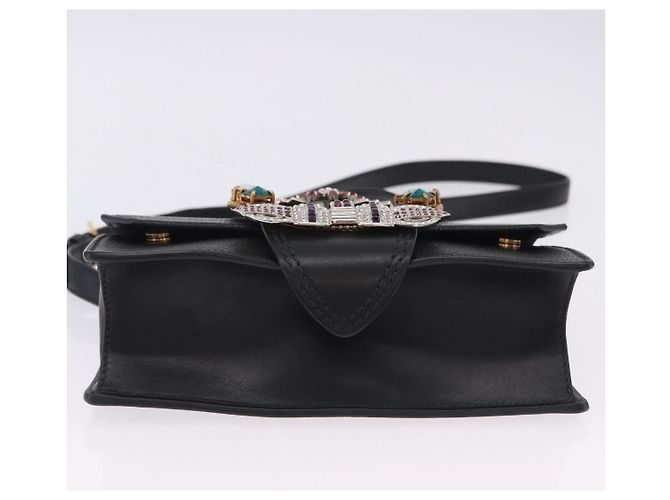 Borsa a tracolla Miu Miu in pelle nera e oro Auth ka6173M Nero - vista 6