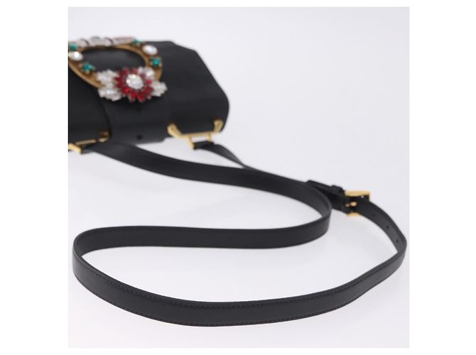 Borsa a tracolla Miu Miu in pelle nera e oro Auth ka6173M Nero - vista 8