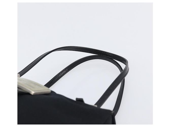 Borsa a mano FENDI Mamma Baguette in jersey di cotone Nero Argento Auth 200914V - vista 14