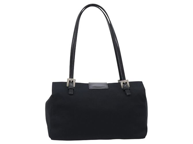 Borsa a mano FENDI Mamma Baguette in jersey di cotone Nero Argento Auth 200914V - vista 2