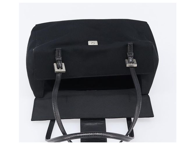 Borsa a mano FENDI Mamma Baguette in jersey di cotone Nero Argento Auth 200914V - vista 20