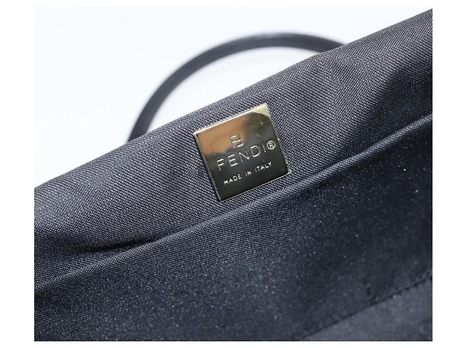Borsa a mano FENDI Mamma Baguette in jersey di cotone Nero Argento Auth 200914V - vista 21